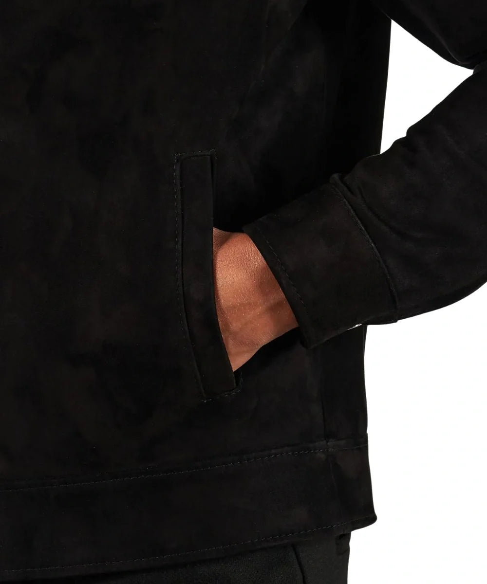 Mens Suede Black Bomber Leather Jacket
