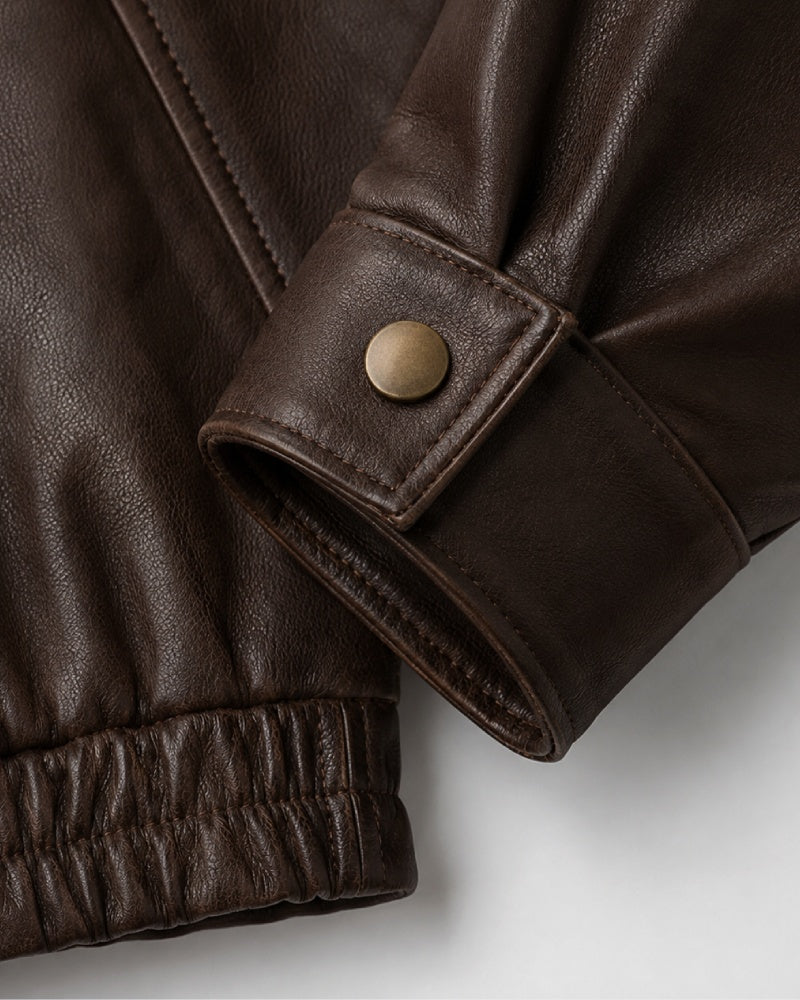 Selena Oversized Brown Leather Jacket