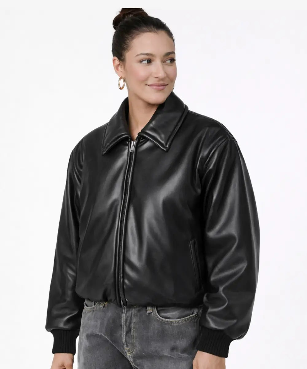 Acne_Studios_Women_s_Coated_Long_Sleeve_Oversized_Fit_Black_Bomber_Jacket