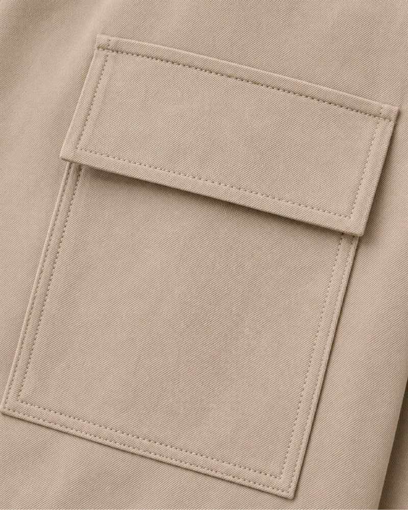 BeigePocketDetailingTailoredBravaCottonpocketsJacket