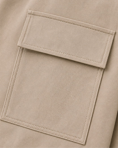 BeigePocketDetailingTailoredBravaCottonpocketsJacket