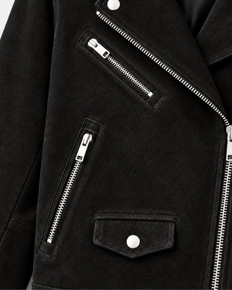 Mens Suede Black Biker Leather Jacket