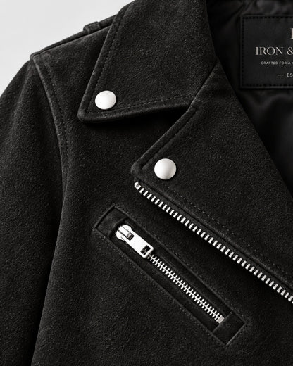 Mens Suede Black Biker Leather Jacket
