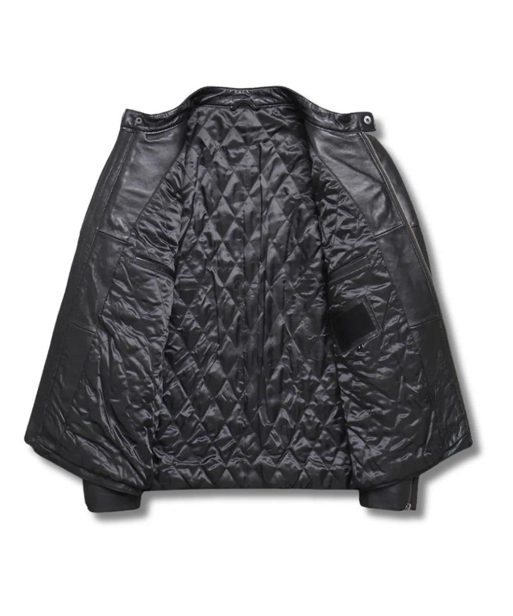 Black Motorcycle Leather Jacket For Men