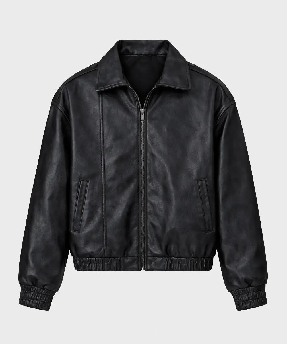 BlackOversizedDoubleCollaredBikerJacket