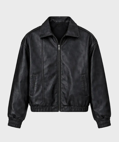 BlackOversizedDoubleCollaredBikerJacket