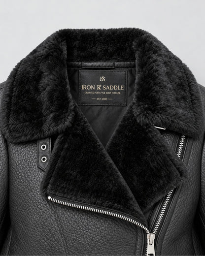 BlackShearlingAsymmetricCoat