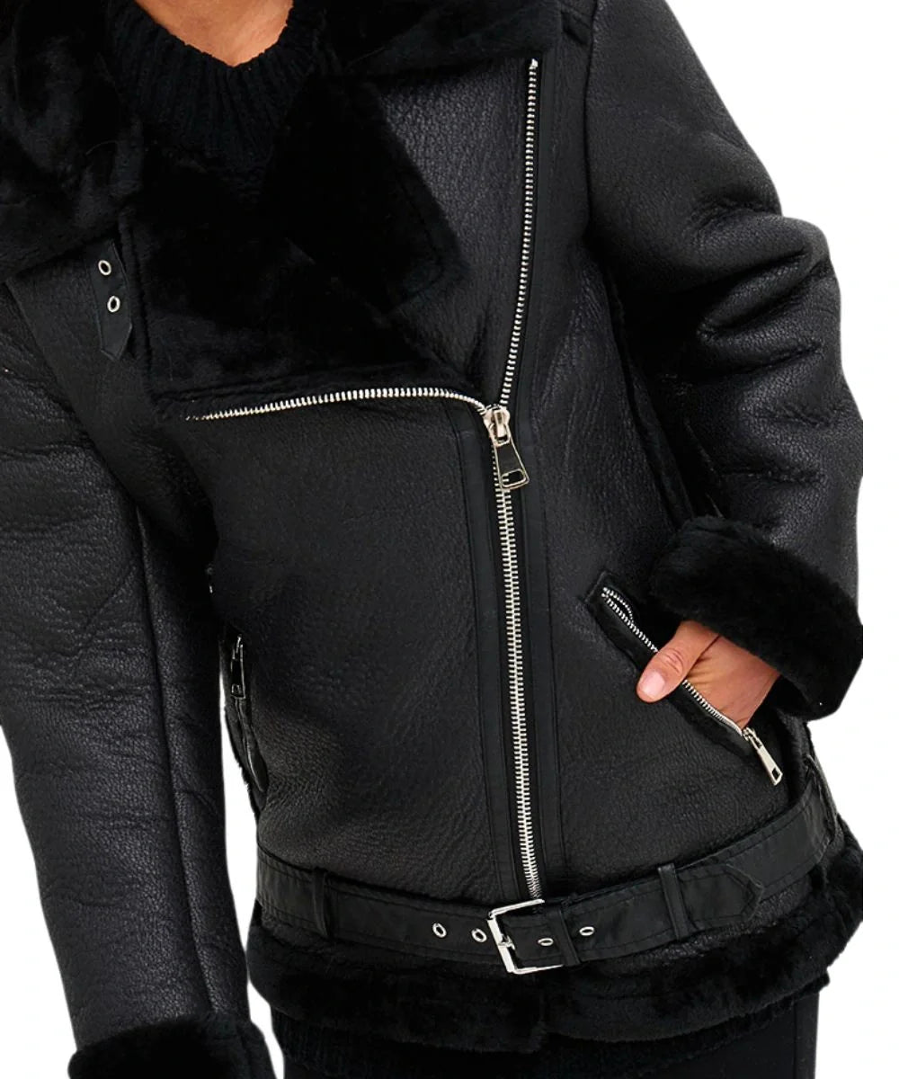 Black Women's Aviator Jacket