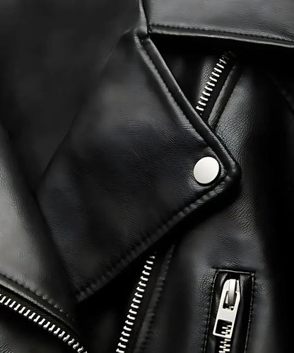 Black Cropped Leather Bomber Jacket Womens 