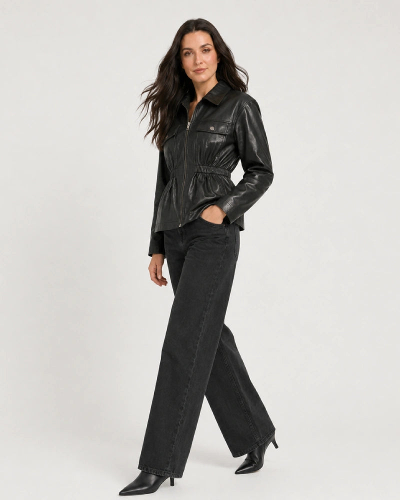 Black_Faux_Leather_Jacket_With_Elasticated_Waist