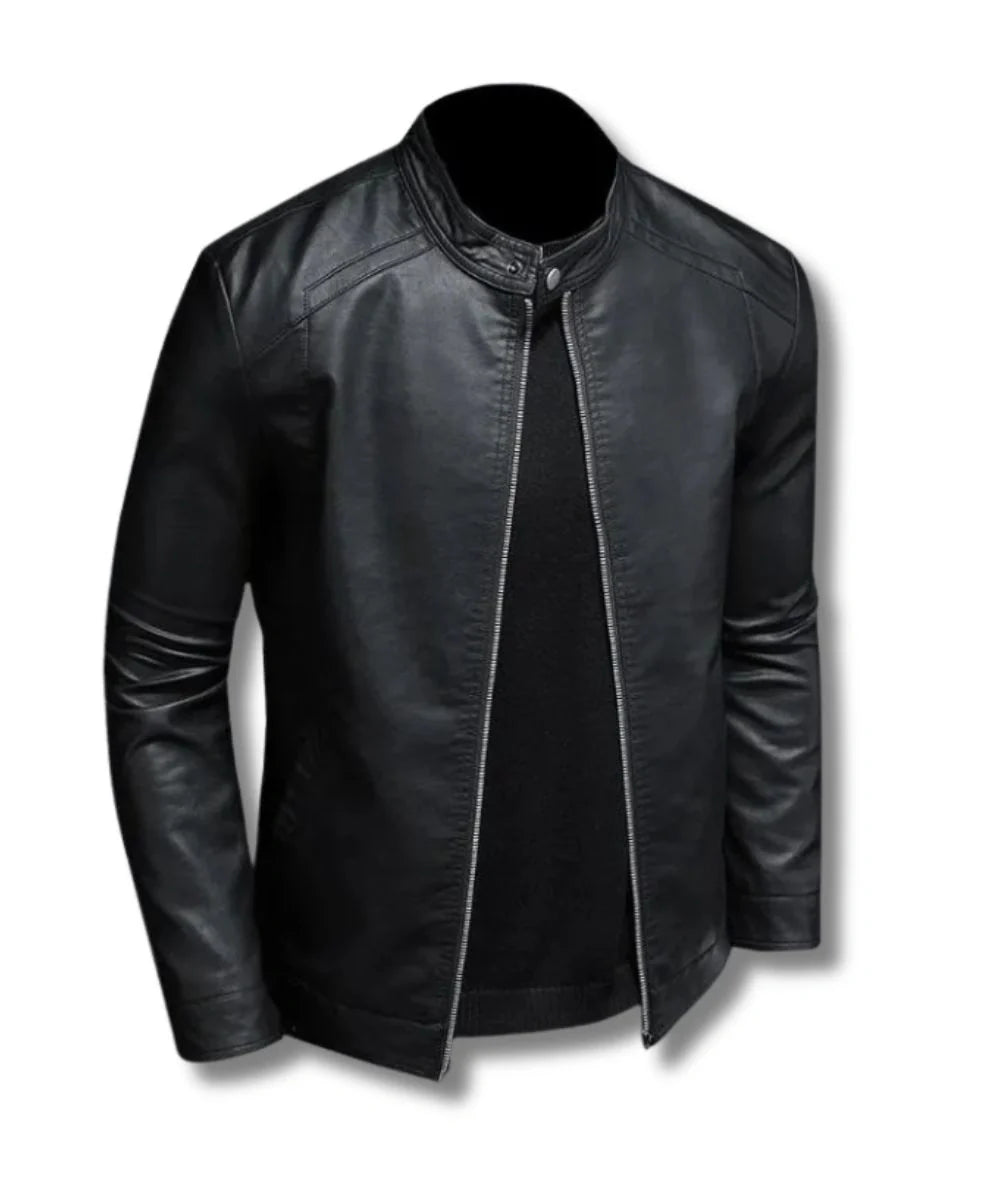 Black Plain Leather Jacket