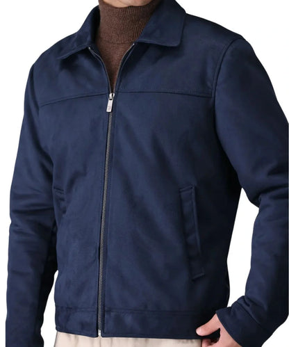Blue Suede Leather Jacket Mens