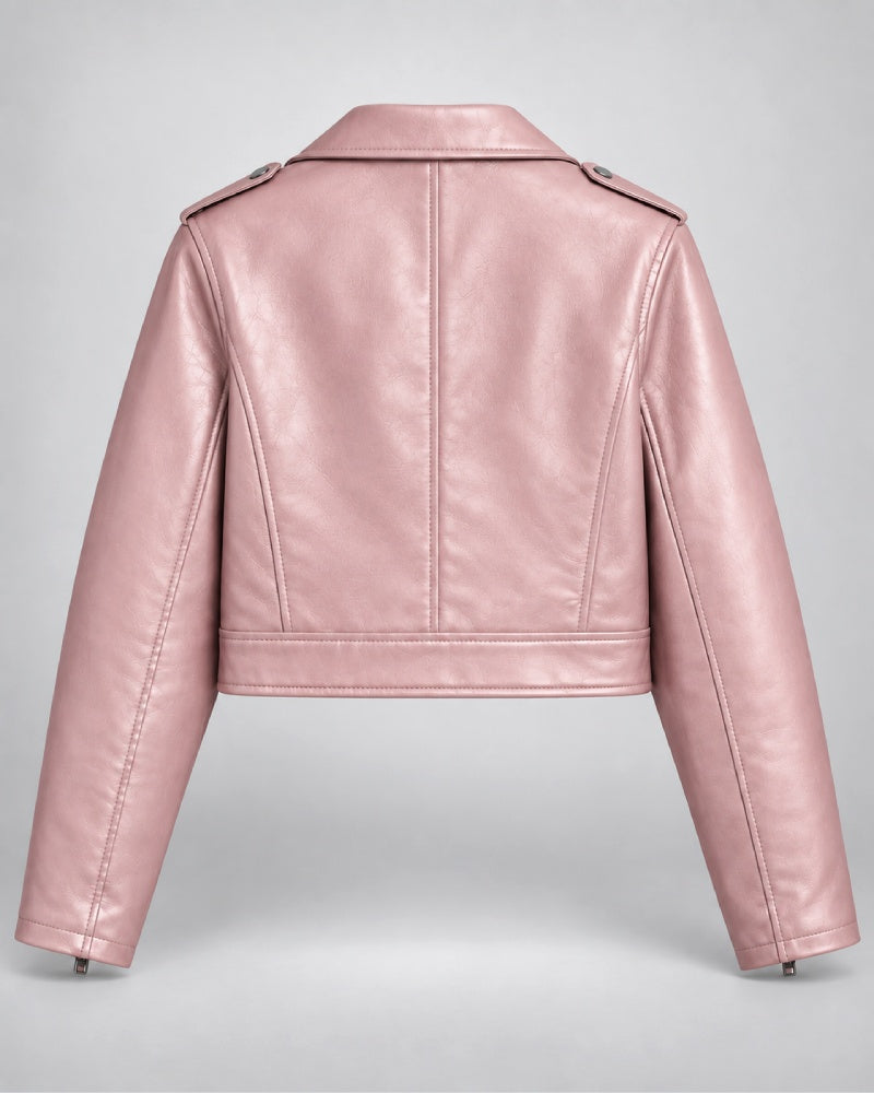 BlushPinkCroppedLeatherJacketsale