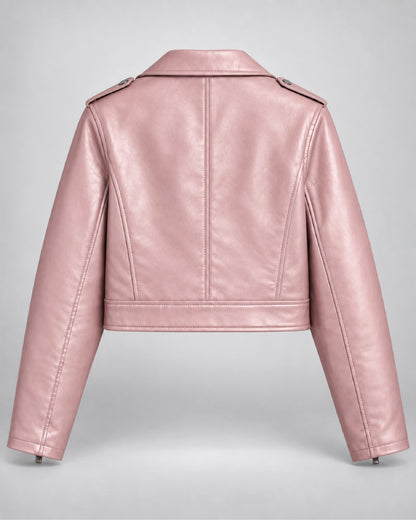 BlushPinkCroppedLeatherJacketsale