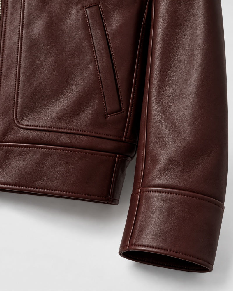 Shearling-Trimmed Leather Jacket