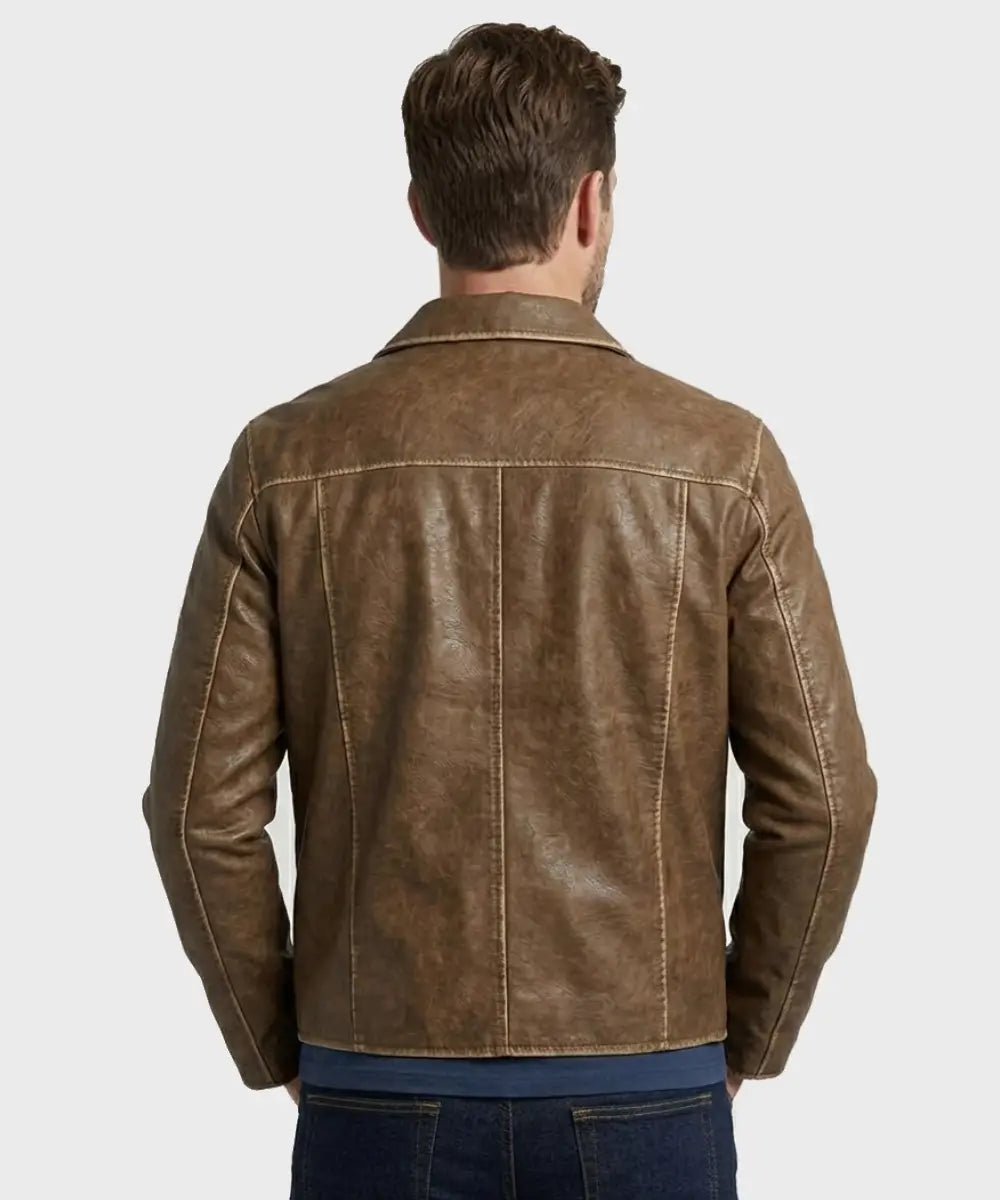 BoxyWashedSeamPUHarrington BrownJacket