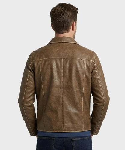 BoxyWashedSeamPUHarrington BrownJacket