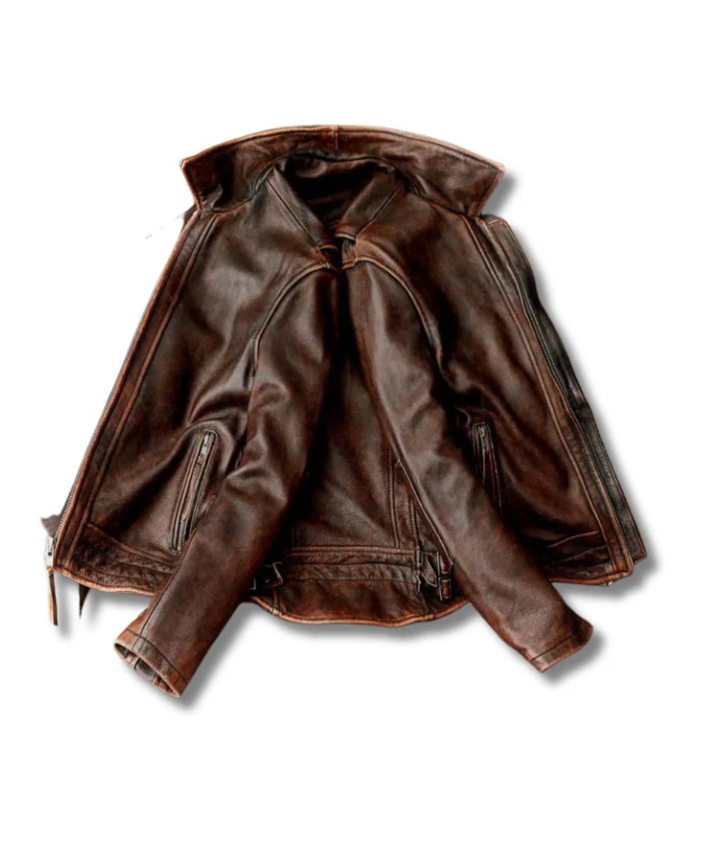 Brown Leather Plain Jacket