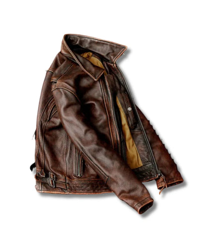 Brown Plain Leather Jacket