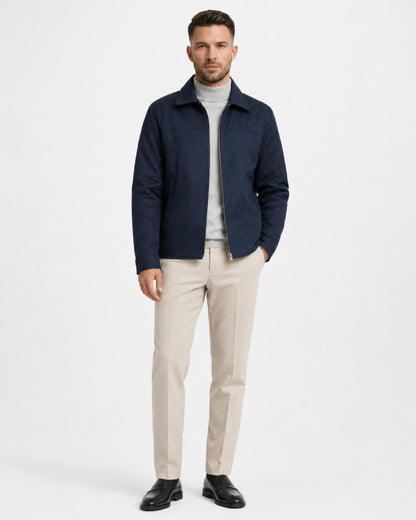 CasualBlueSuedeLeatherJacket