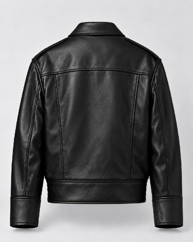 Shearling-Trimmed Leather Jacket