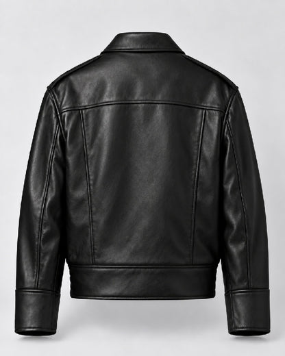 Shearling-Trimmed Leather Jacket