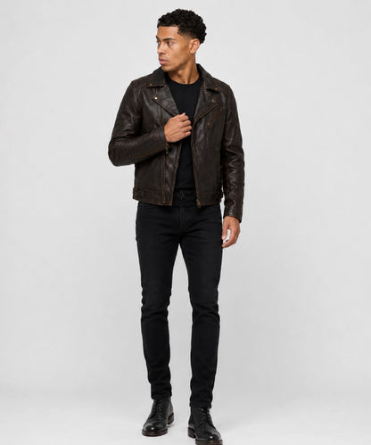 CoffeeBrownBikeVintageLeatherJacket