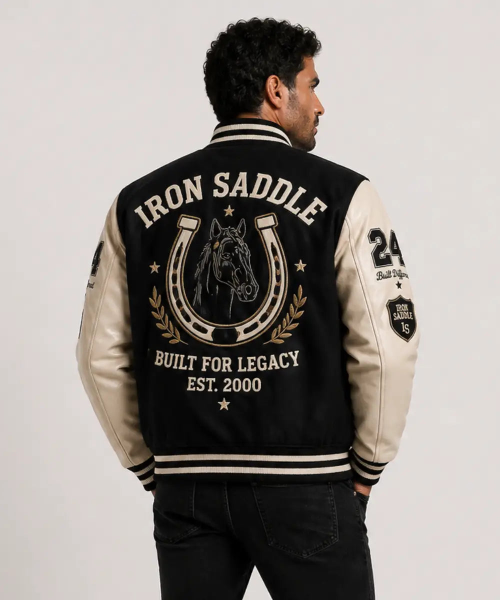 CraftedwithpremiumIronSaddleFirstDropVarsityJacket