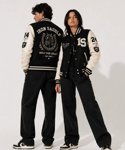 CraftedwithpremiumIronSaddleUnisexFirstDropVarsityJacket