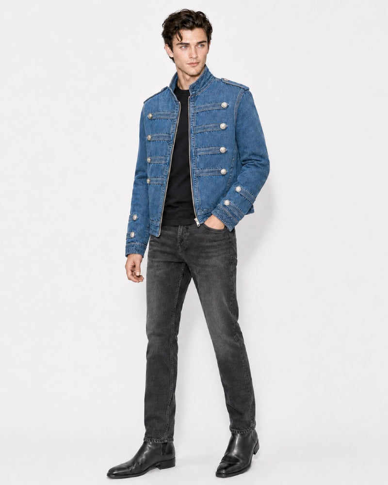 DfendedYouDecoratedStretchFroggingDetailDenimJacket