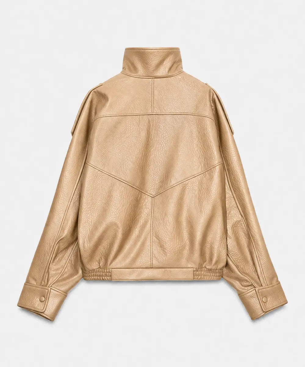 FW2526BeigeFauxLeatherJacket