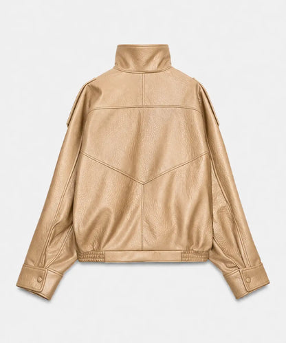 FW2526BeigeFauxLeatherJacket