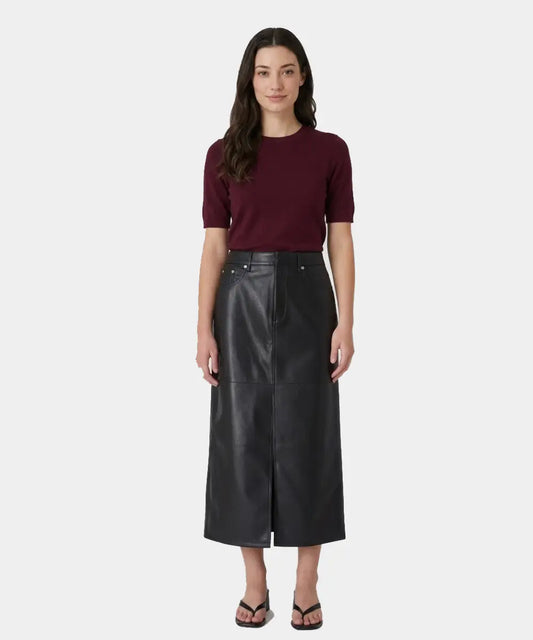 FauxLeatherMidiSkirt