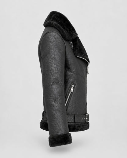 FrancescaFaragoShearlingAsymmetricMotoCoat