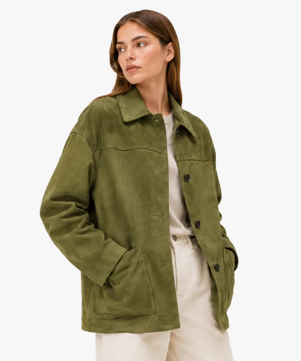 GreenFauxSuedeCoatWomen