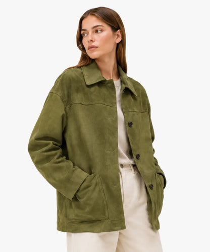 GreenFauxSuedeCoatWomen