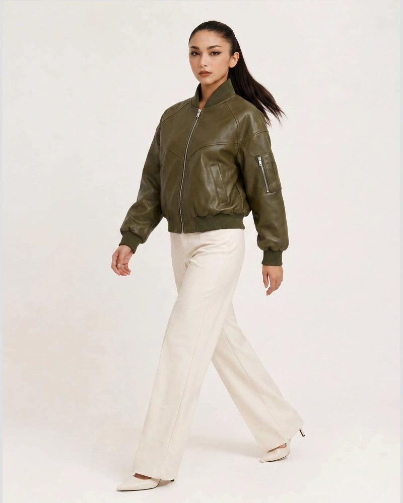 GreenSleevePocketTwillBomberJacket