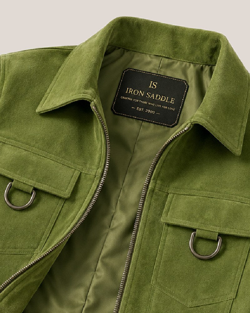 Green_Faux_Suede_Crop_Jacket_For_Women