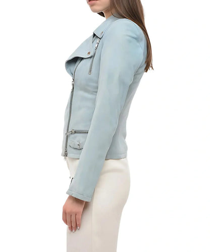 Light Blue Suede Jacket Womens