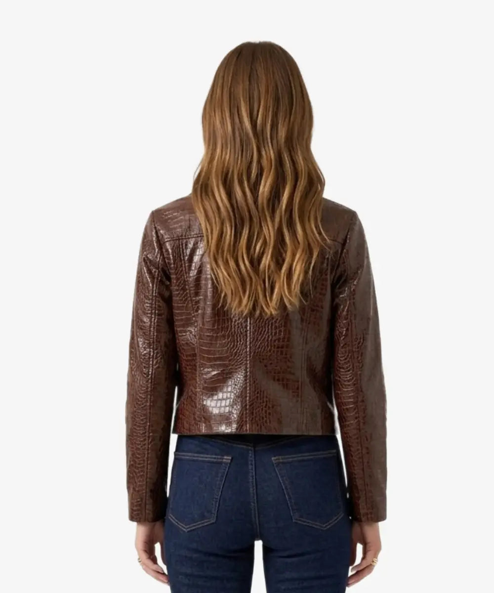 MangoNilocrocodileEmbossedLeatherJacket