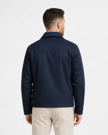 MenCasualBlueSuedeLeatherJacket