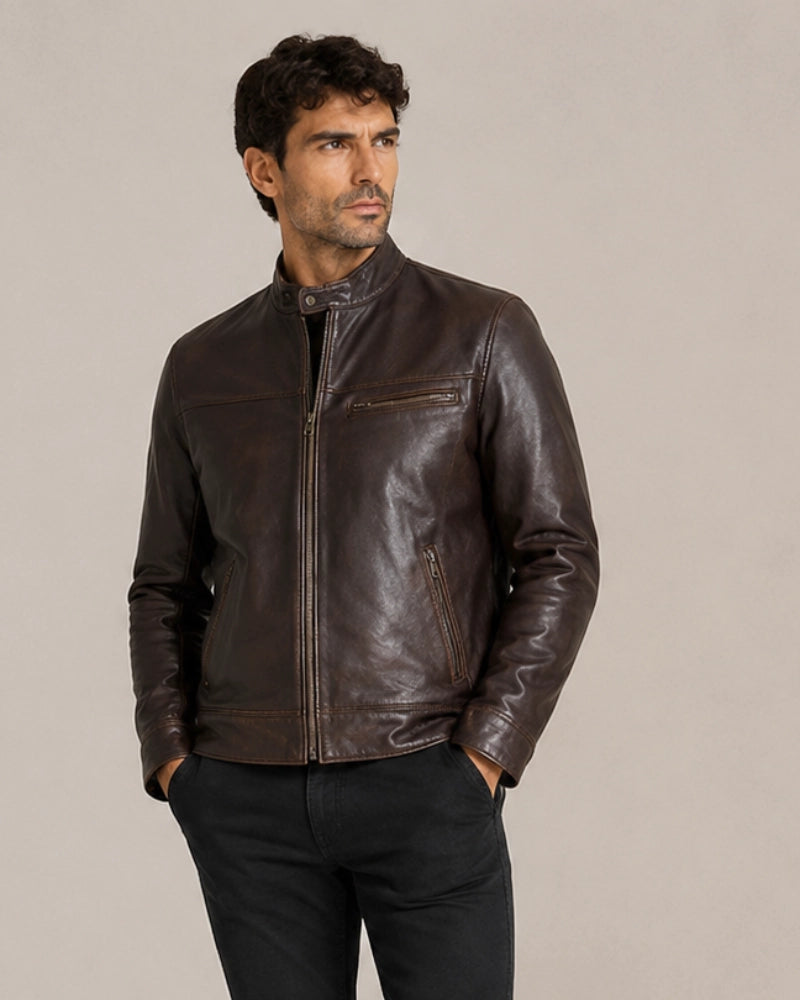 MenCollectionVintageDarkBrownHeritageLeatherRacerJacket