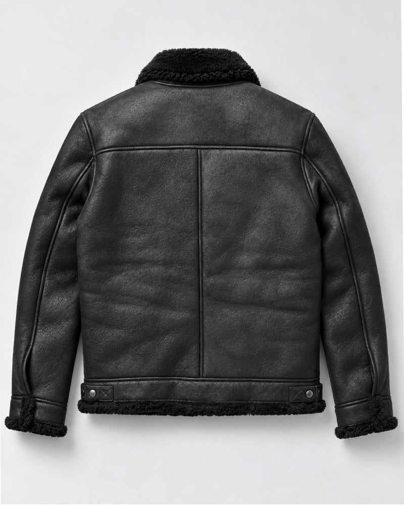 Mens Shearling Leather Bomber Jacket