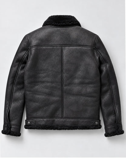 Mens Shearling Leather Bomber Jacket