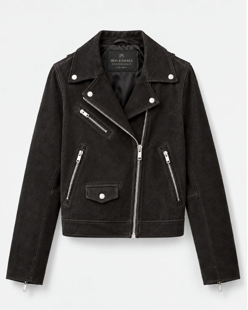 Mens Suede Black Biker Leather Jacket