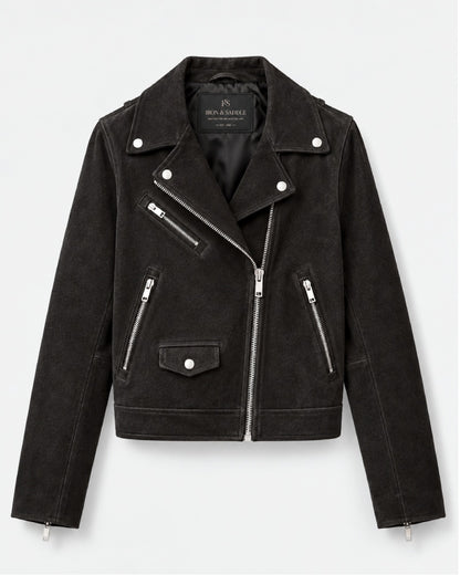 Mens Suede Black Biker Leather Jacket