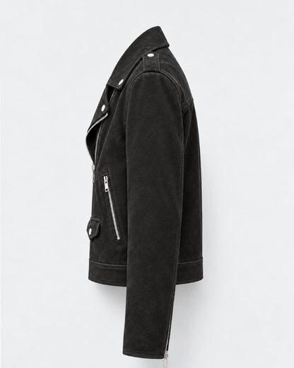 Mens Suede Black Biker Leather Jacket
