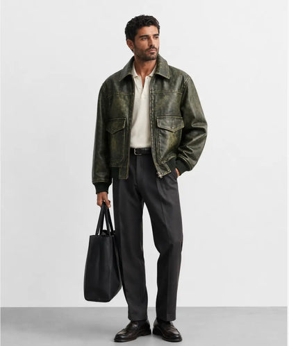 Men_sVintageOliveDistressedLeatherBomberBikerJacketOld1900sInspiredStyle