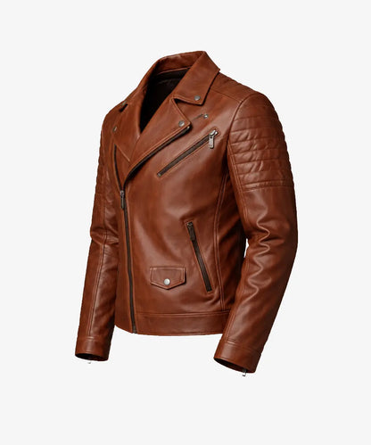 Mens Brown Leather Jacket With Removable Hood