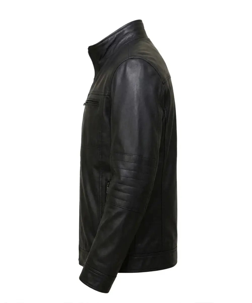 Mens Biker eather Bomber Jacket With Detachable Hood
